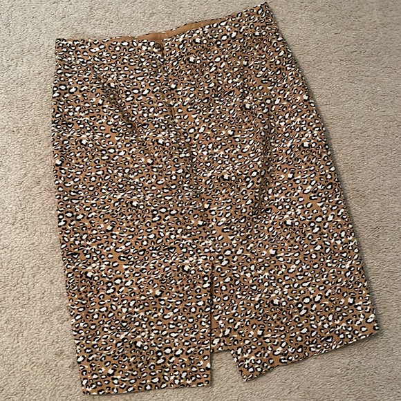 J Crew Cotton Animal Print Pencil Skirt 00 - Picture 2 of 4